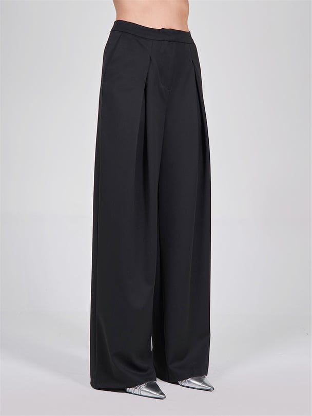 PALAZZO FIT PANTS WITH DEEP PLEATS