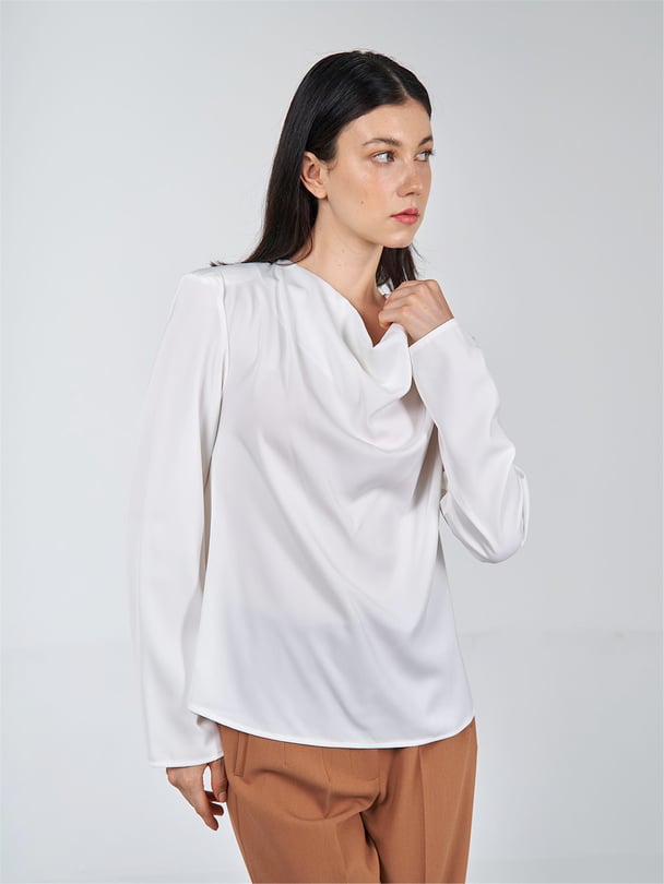 LONG SLEEVE WATERFALL BLOUSE