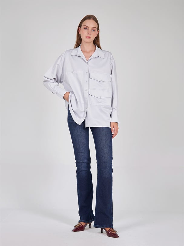 OVERSIZED SHIRT WITH BIG DOUBLE POCKET DETAIL