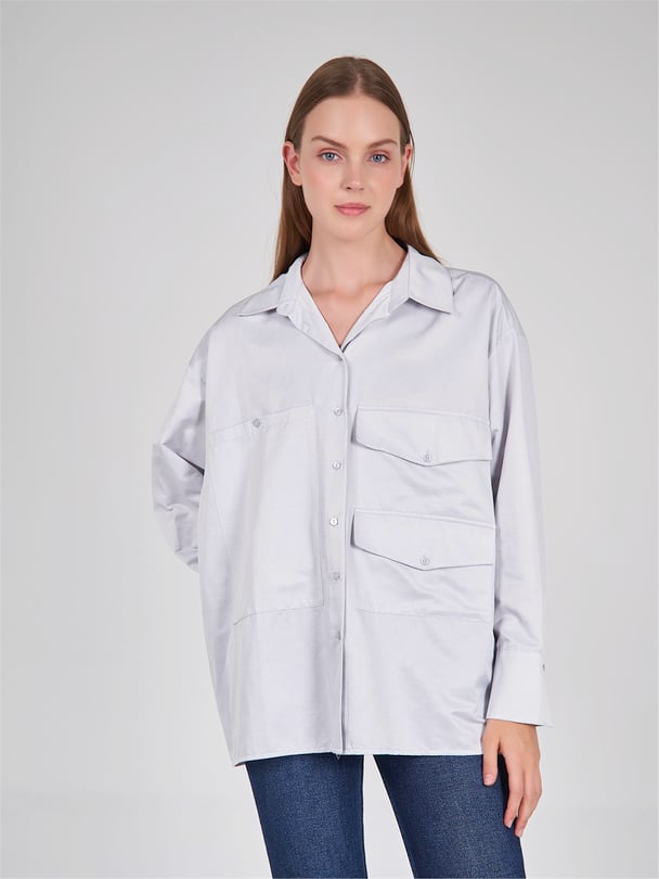 OVERSIZED SHIRT WITH BIG DOUBLE POCKET DETAIL