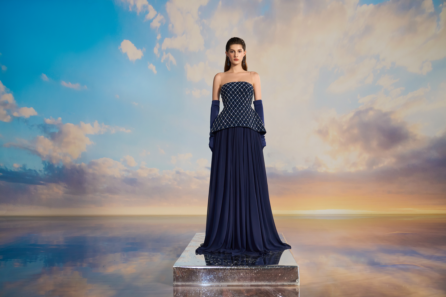 A Stunning Navy Blue Gown