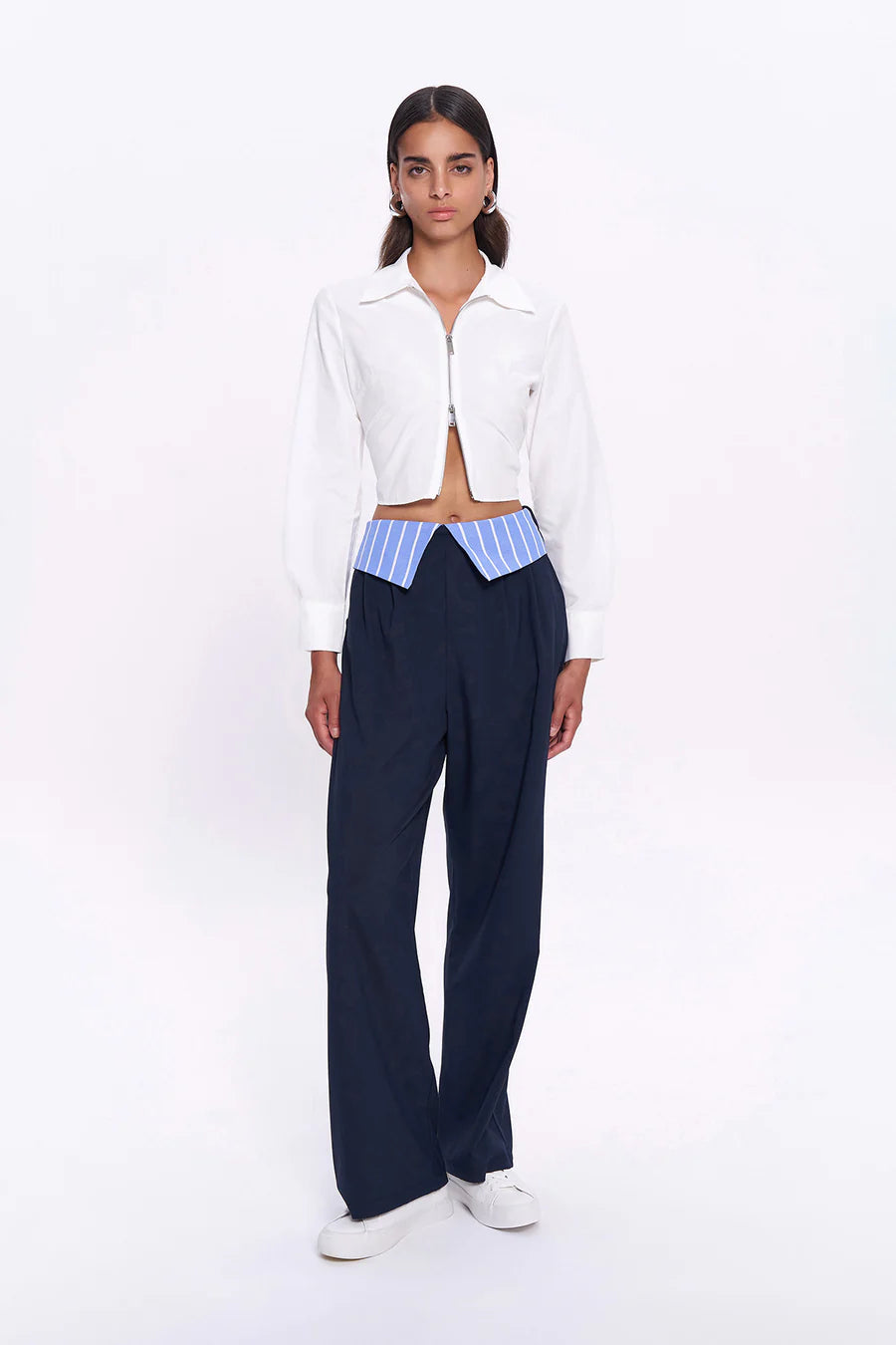 Waist Detailed Wide Leg Trousers