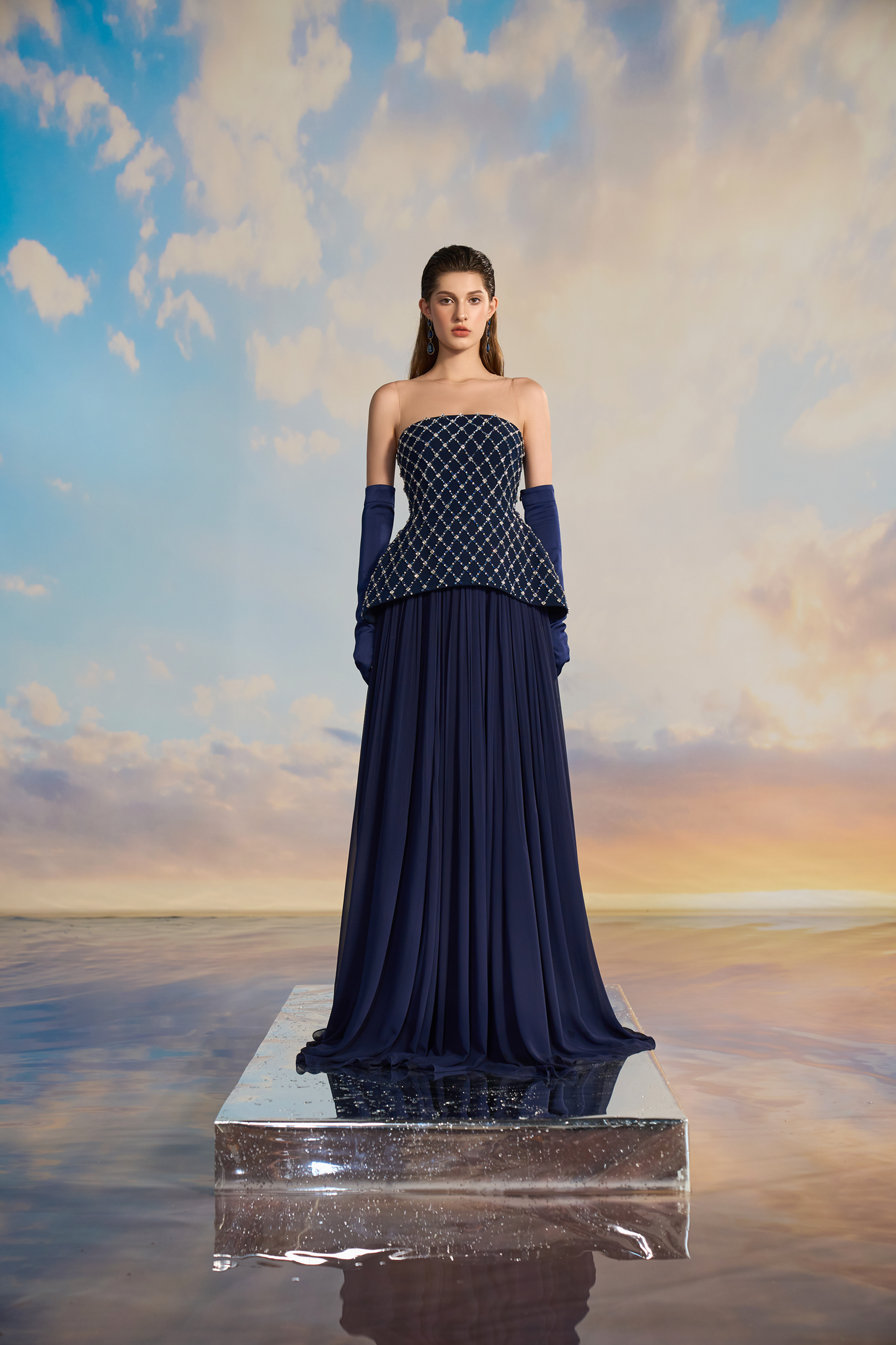 A Stunning Navy Blue Gown