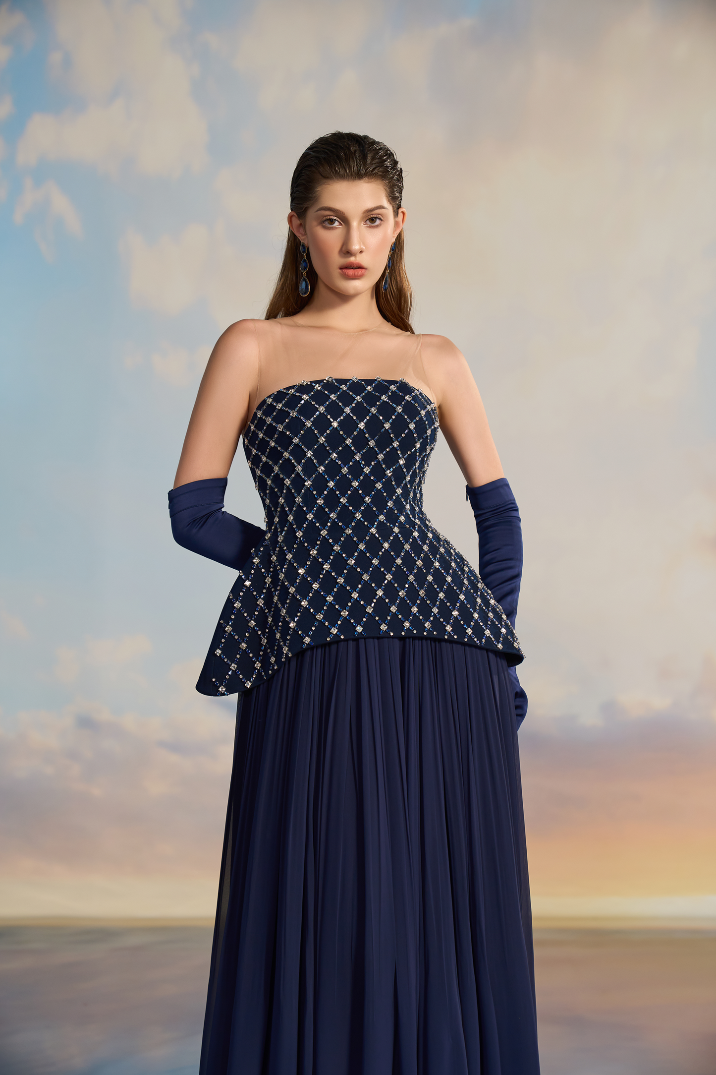 A Stunning Navy Blue Gown