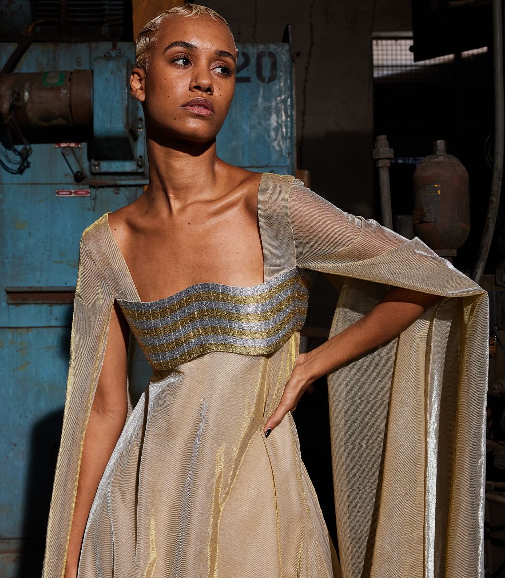 The Metallic Wave Kaftan Dress