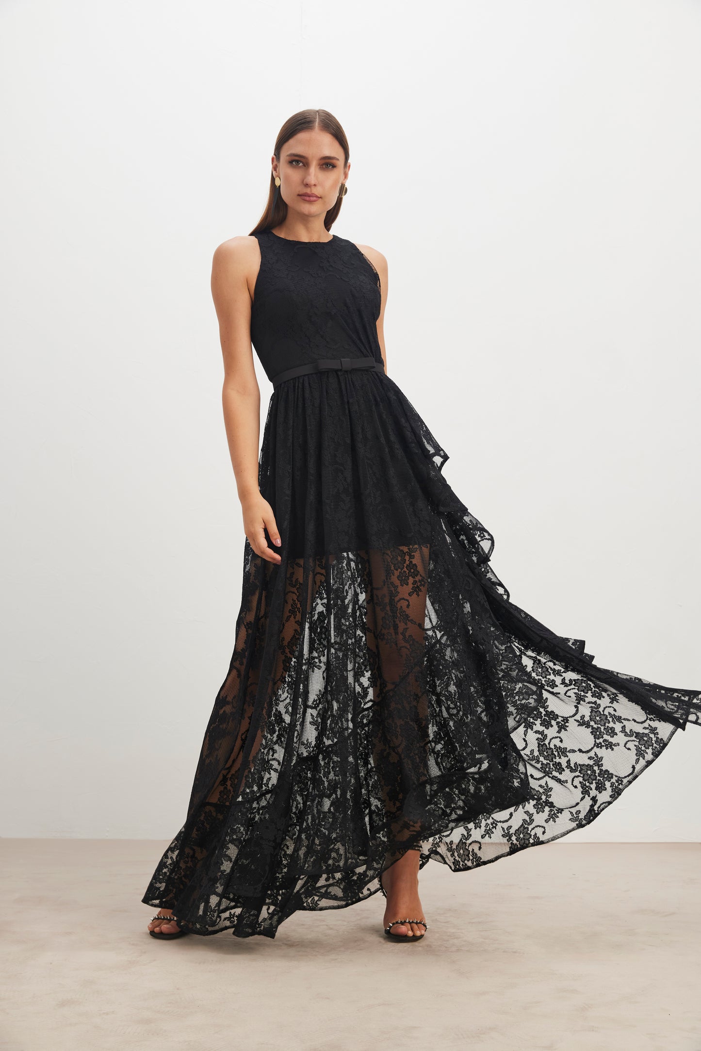 Elegant Black Lace Maxi Dress