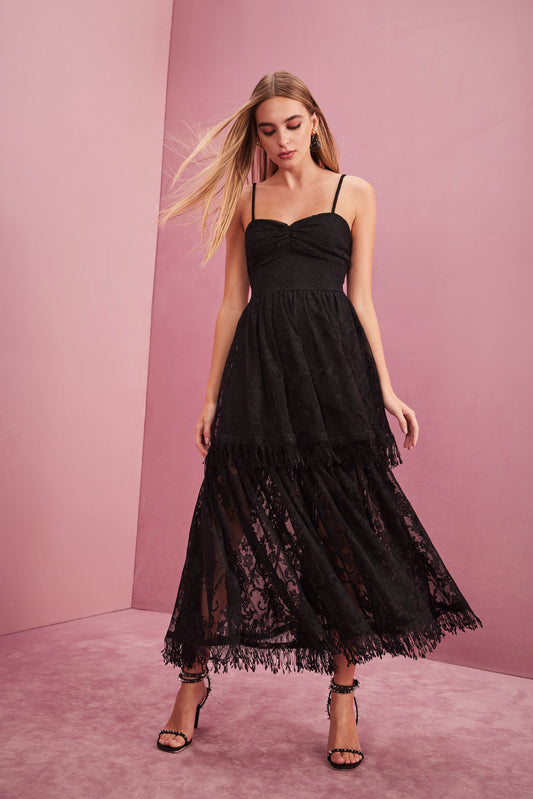 Romantic Black Lace Maxi Dress