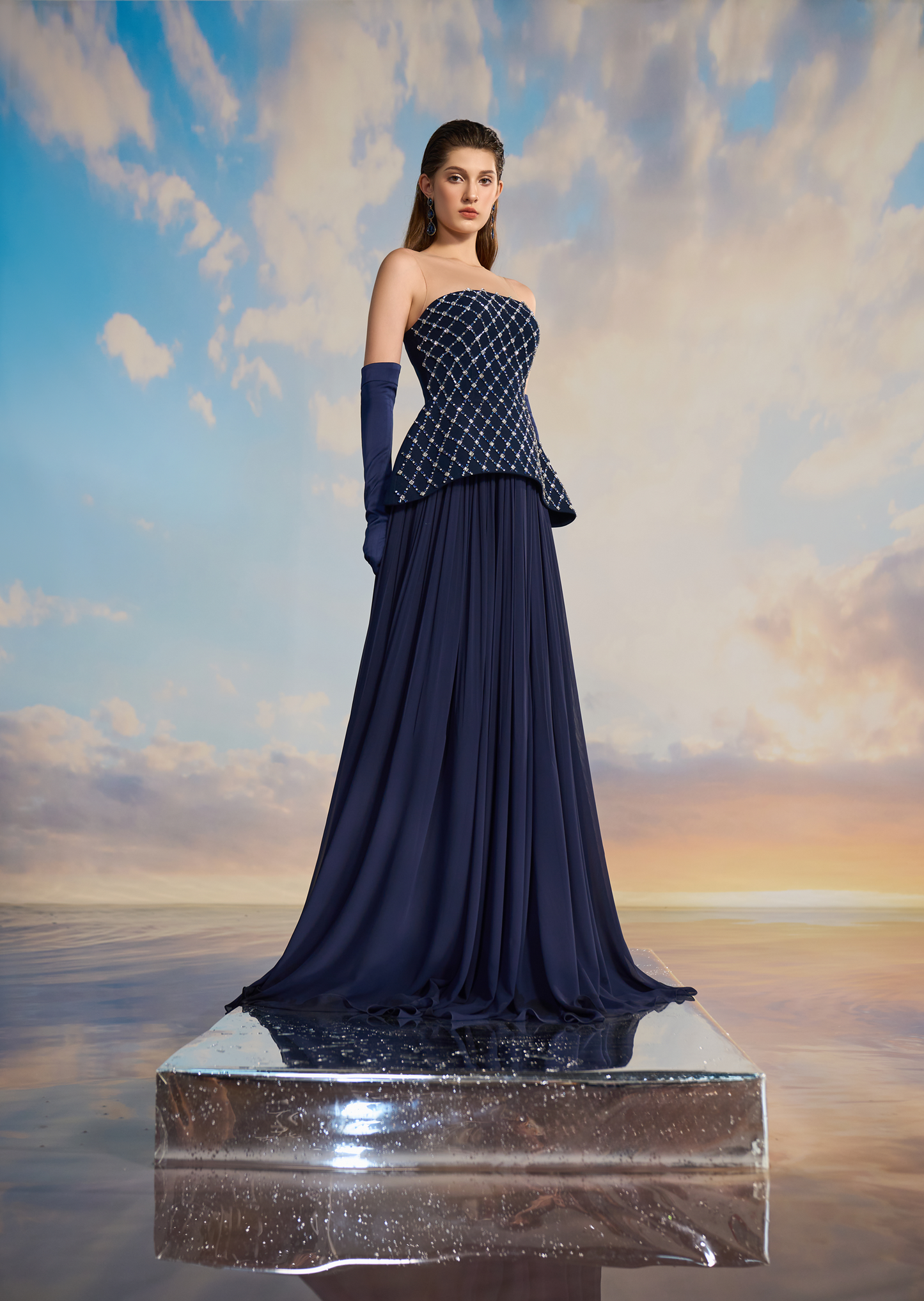 A Stunning Navy Blue Gown