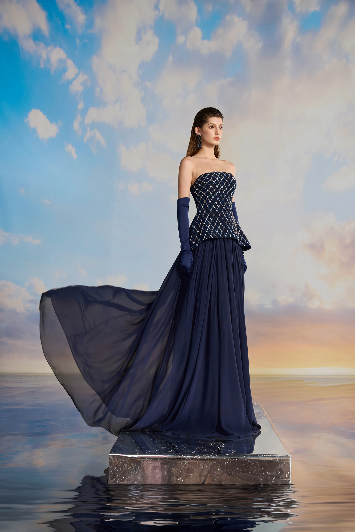 A Stunning Navy Blue Gown