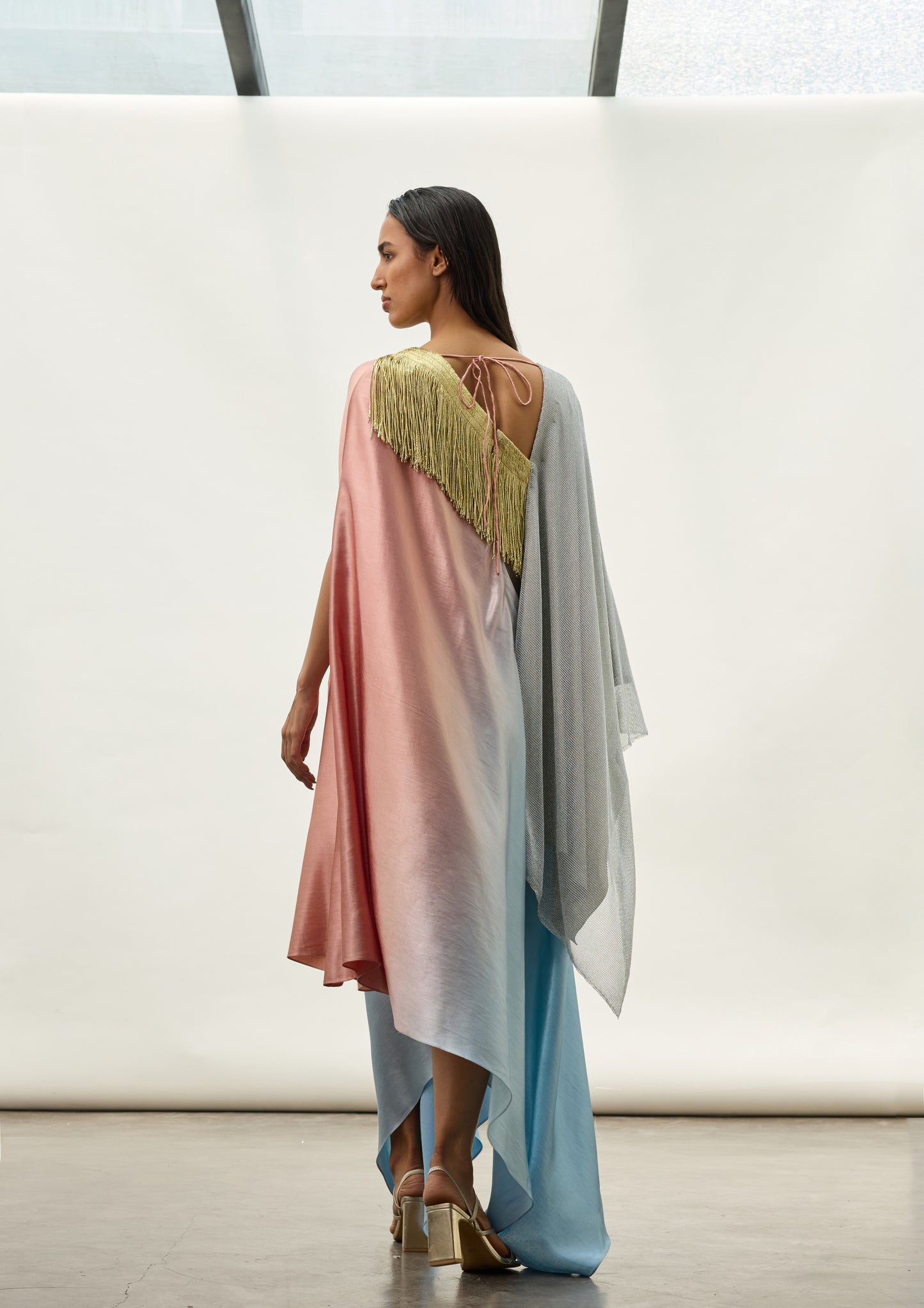 Metallic Mesh Asymmetric Kaftan