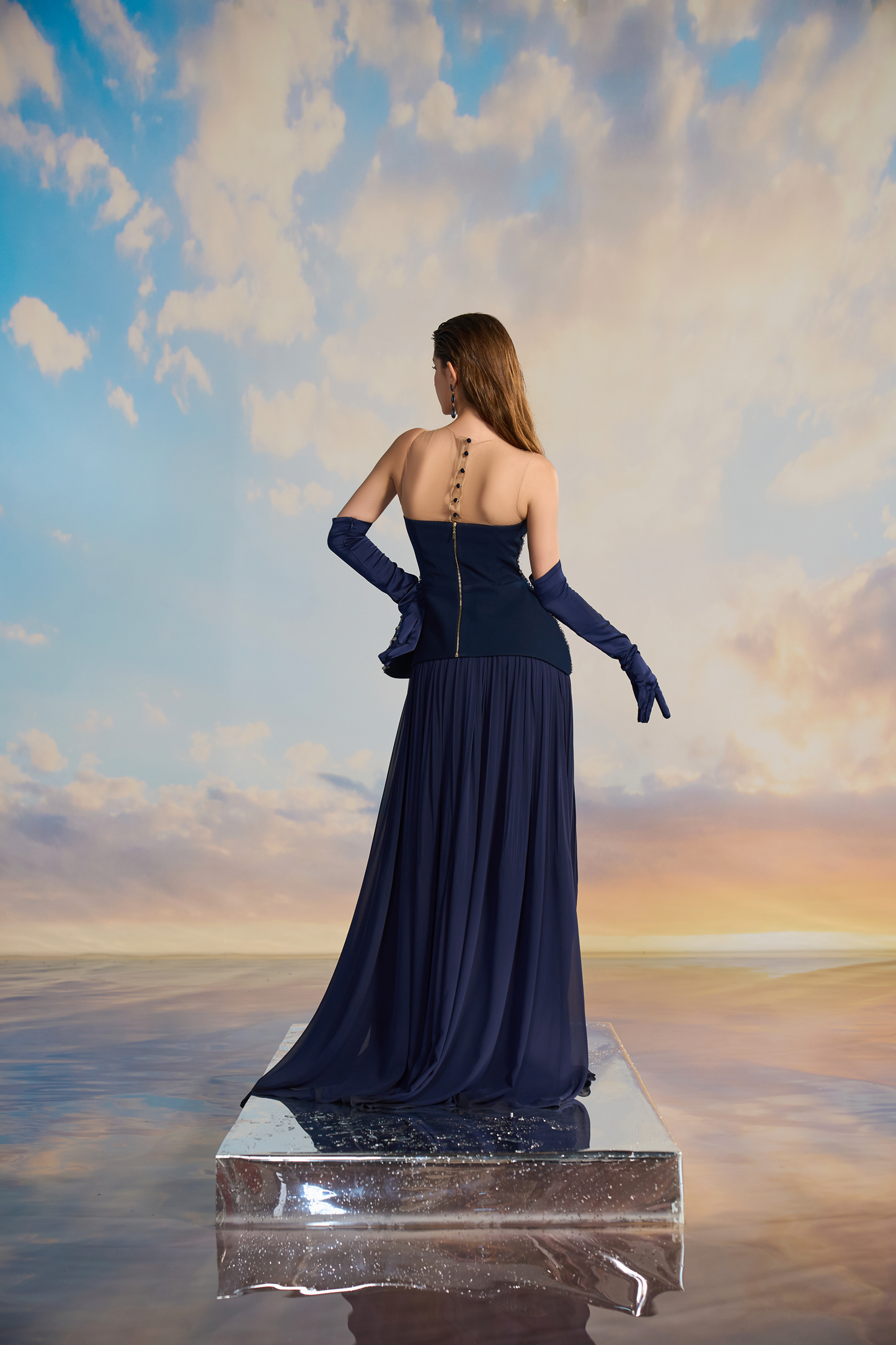 A Stunning Navy Blue Gown