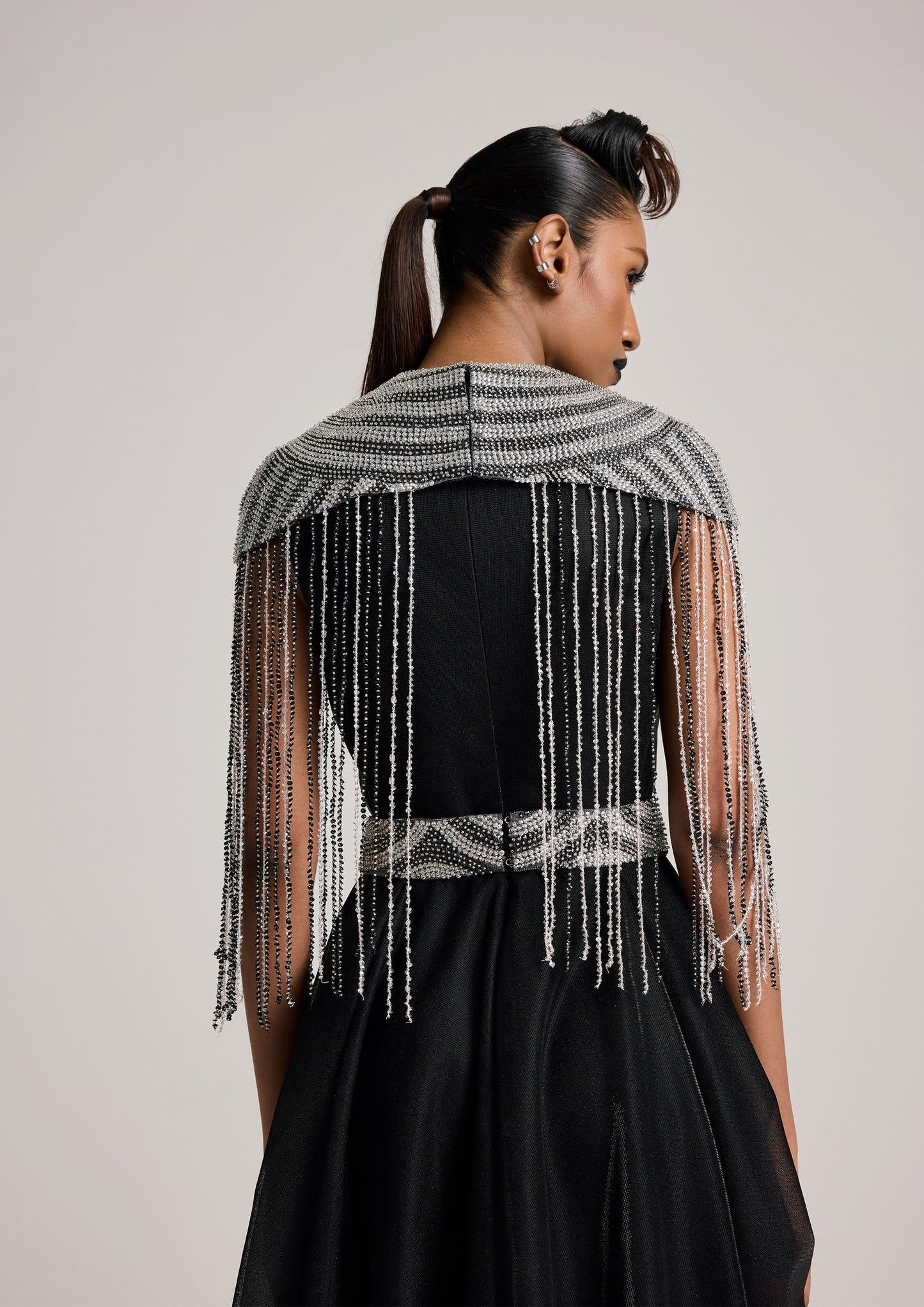 Sequin Tassel Cape Dress