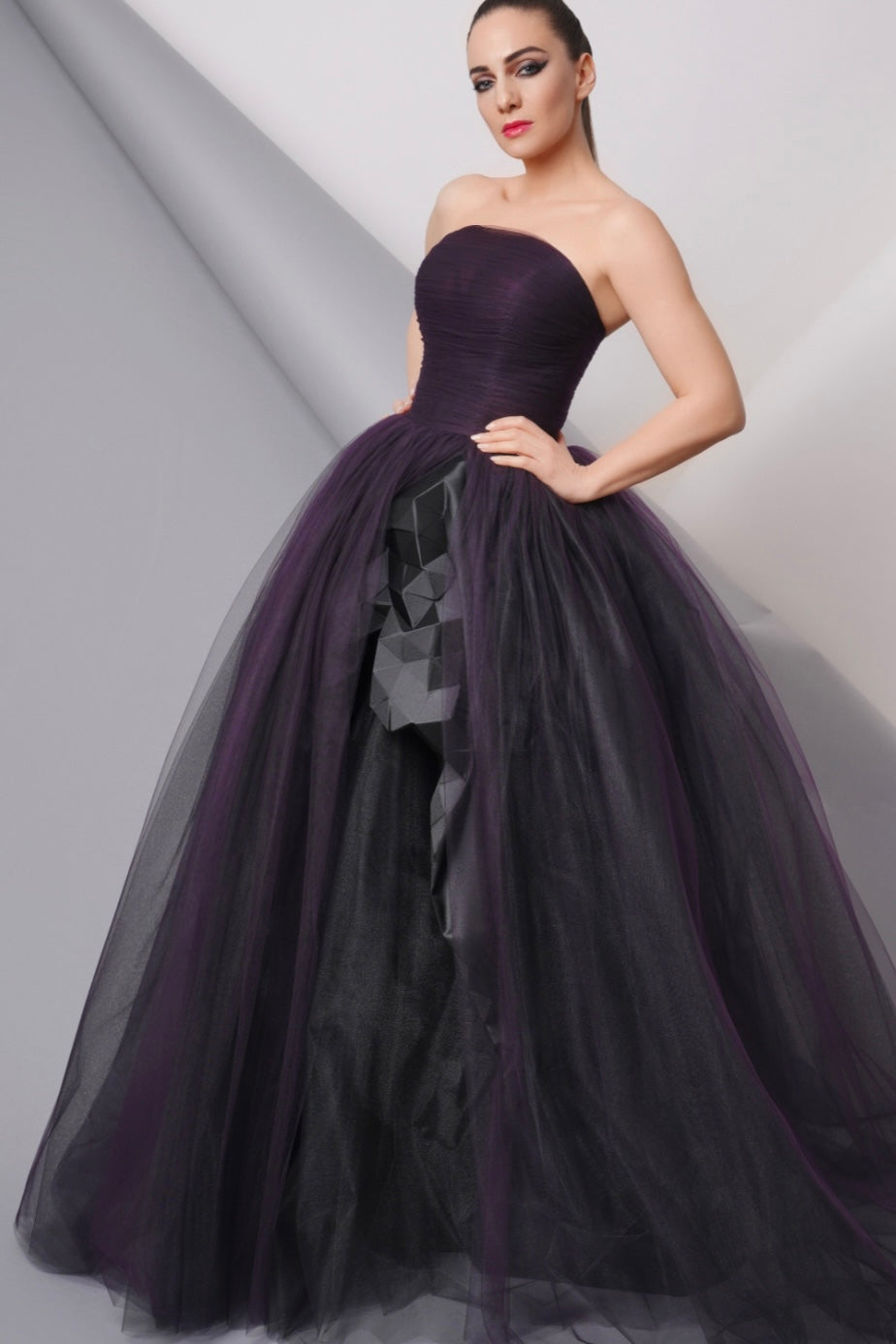 Elegant Purple Tulle Gown