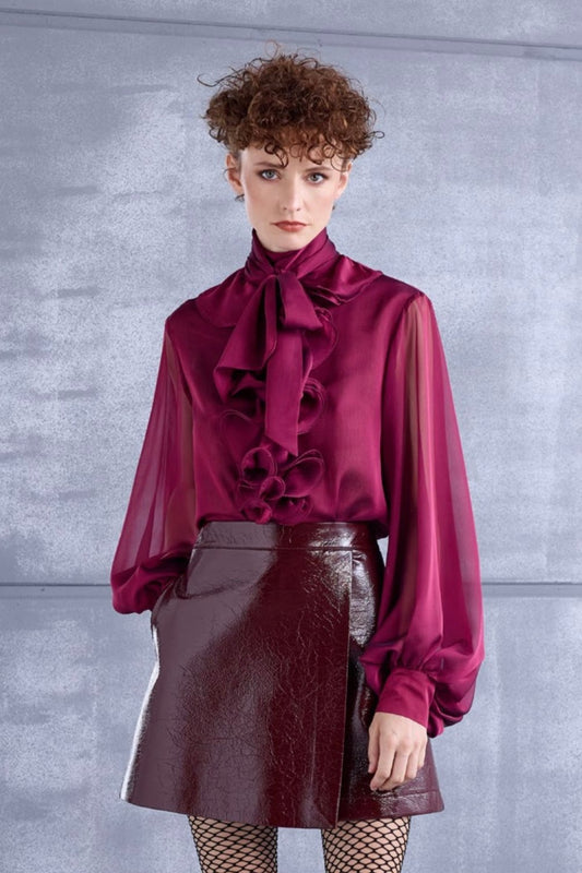 Ruffled Satin Blouse