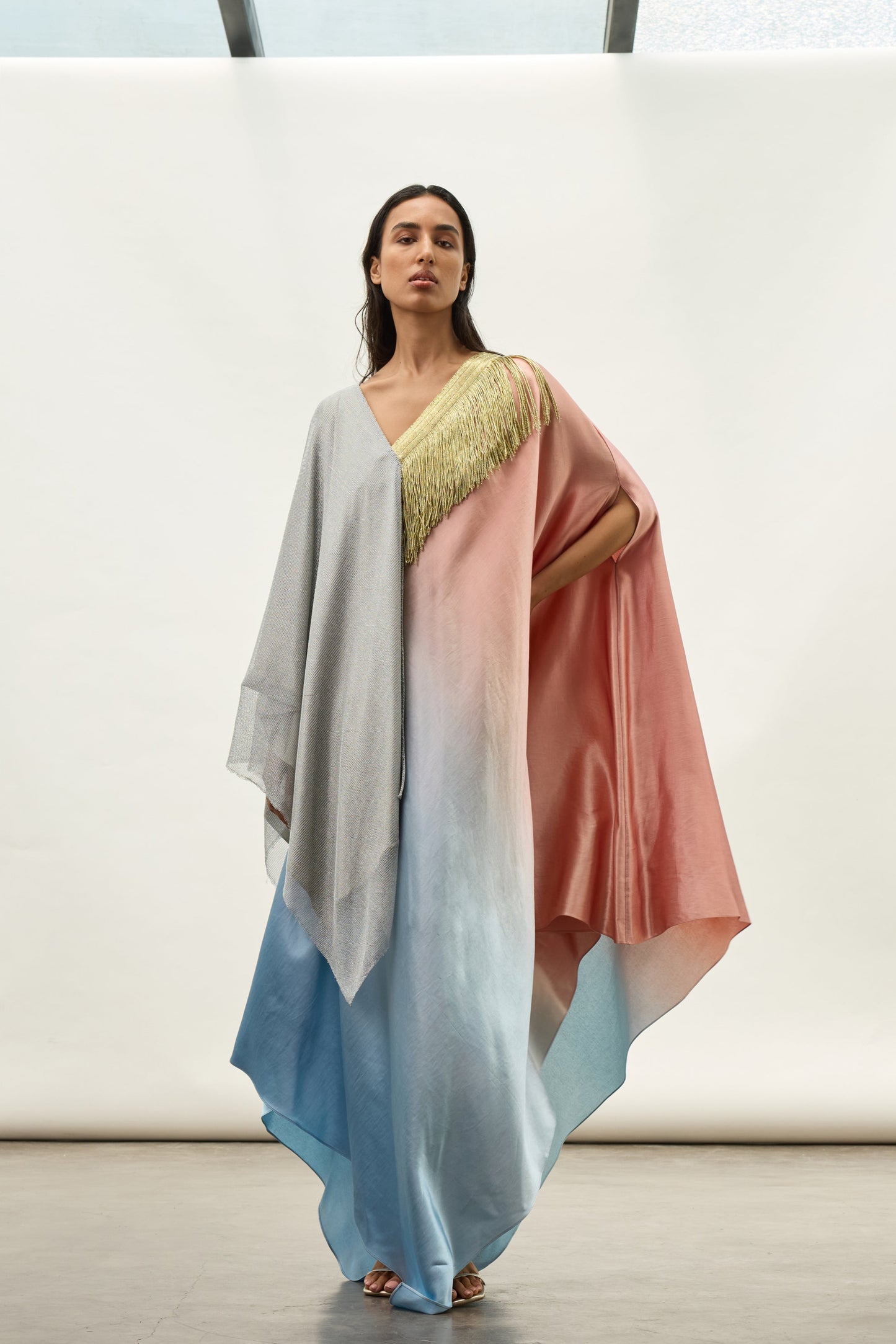 Metallic Mesh Asymmetric Kaftan