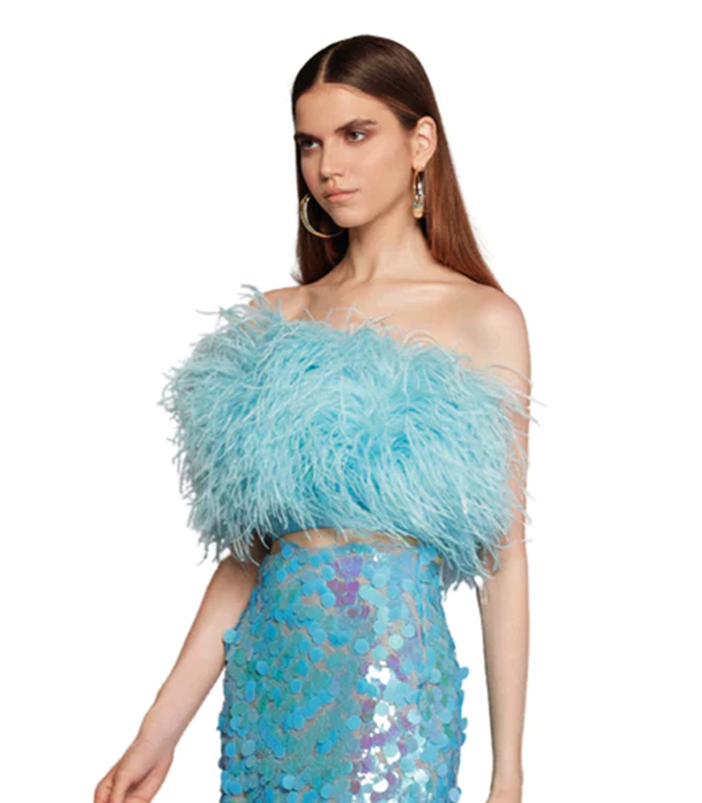 Afiya Light Blue Feather Top