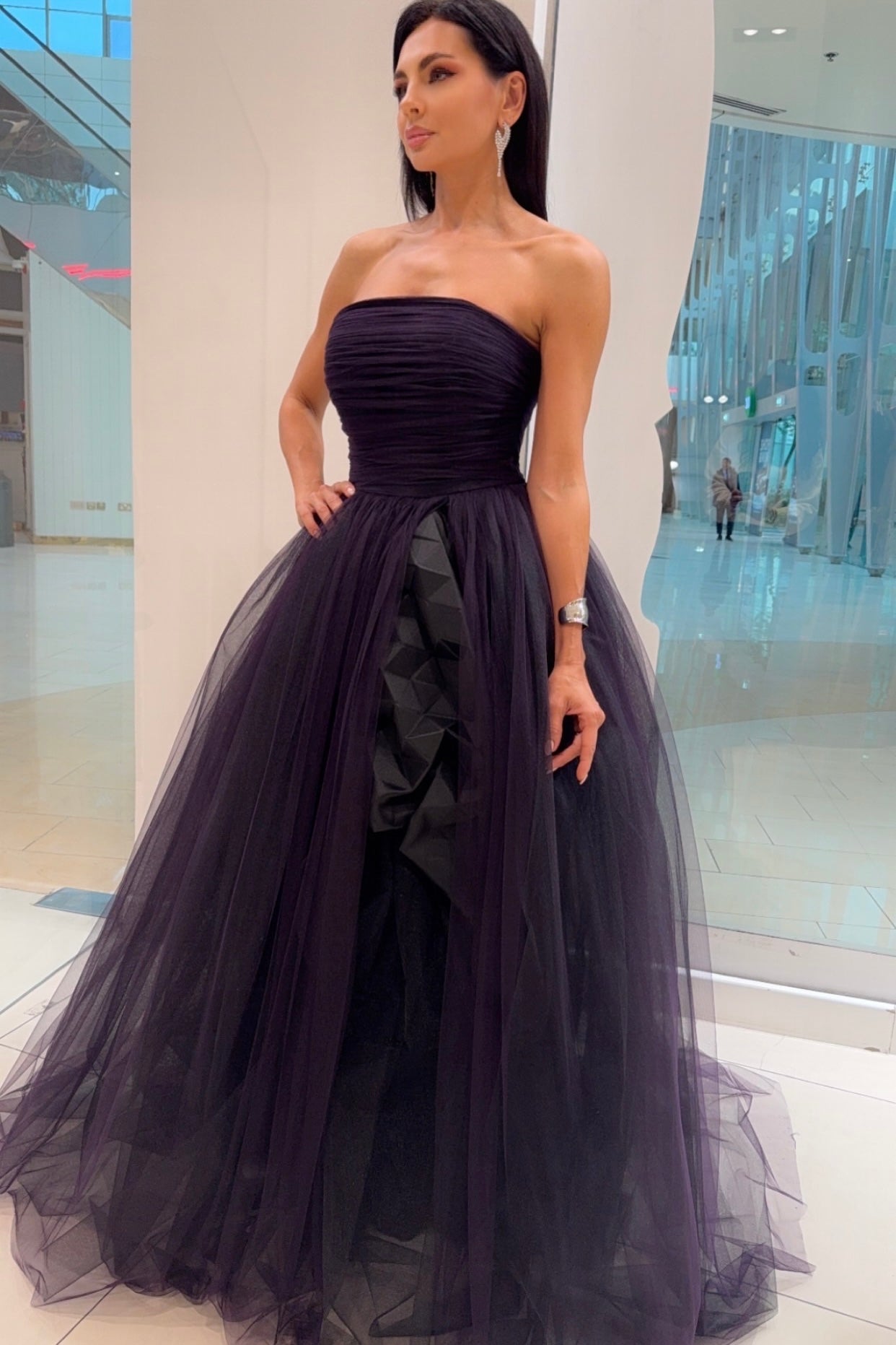 Elegant Purple Tulle Gown