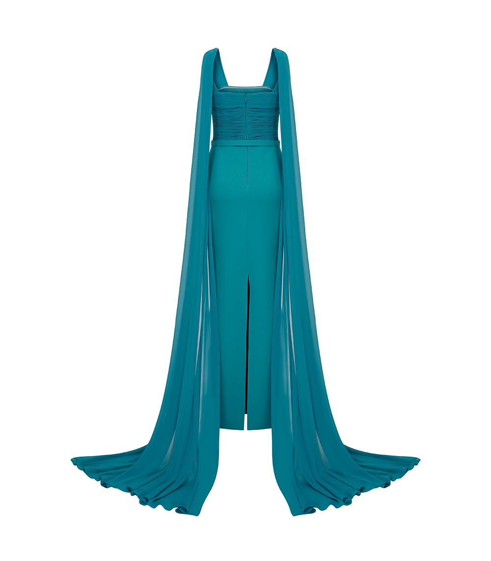 SCOOP NECK TWO TAILS GOWN