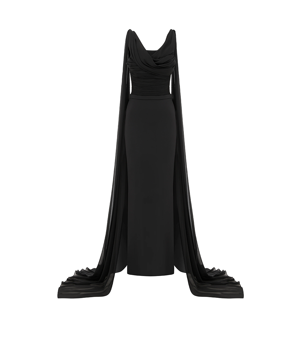 SCOOP NECK TWO TAILS GOWN