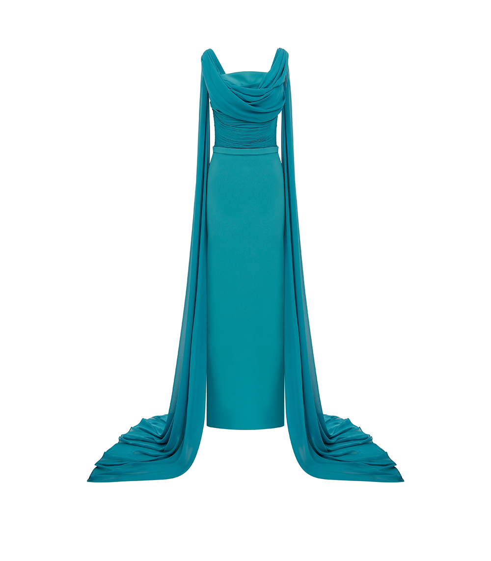 SCOOP NECK TWO TAILS GOWN