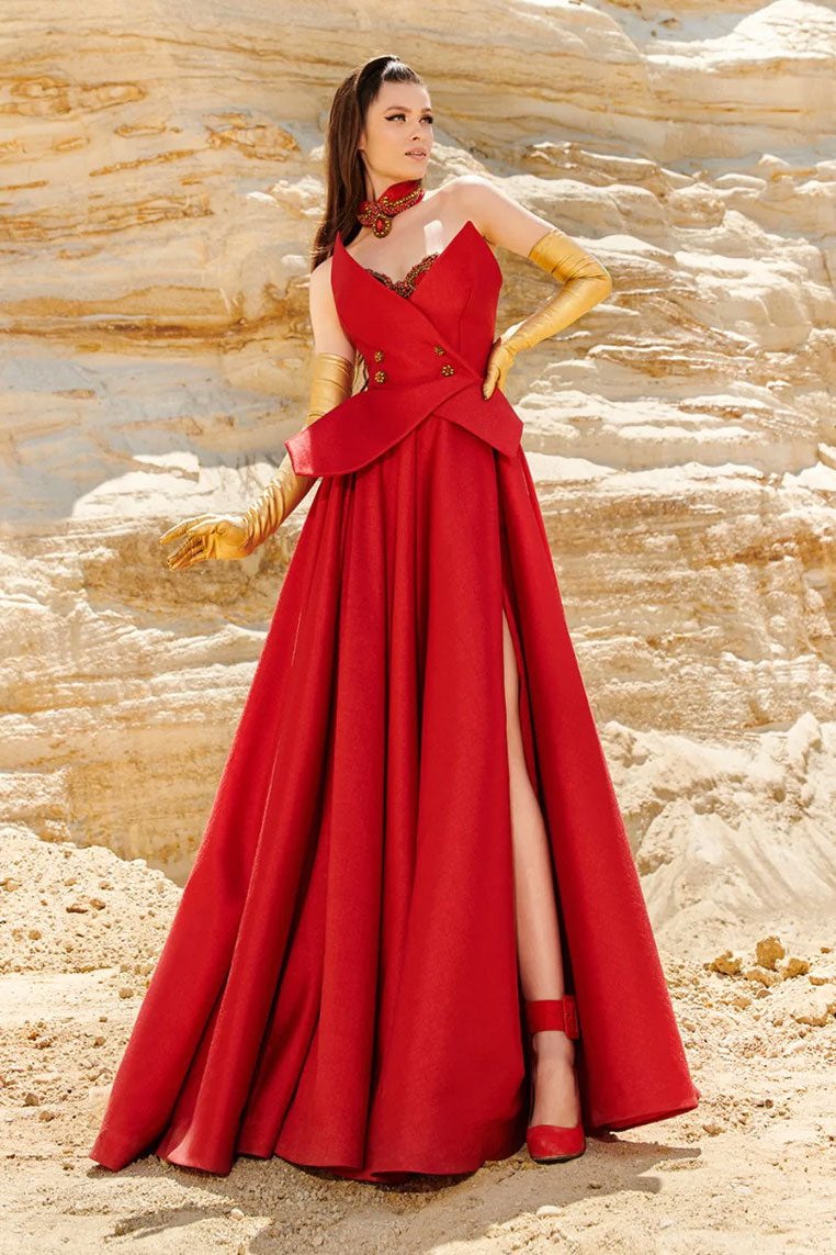 Floor Length Structured Detail Gown