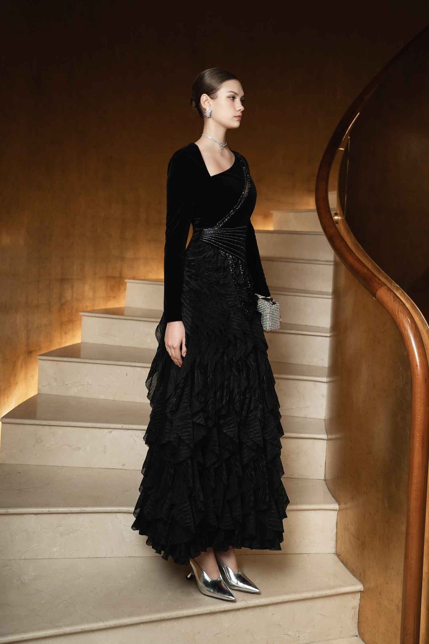 Black Velvet Evening Gown