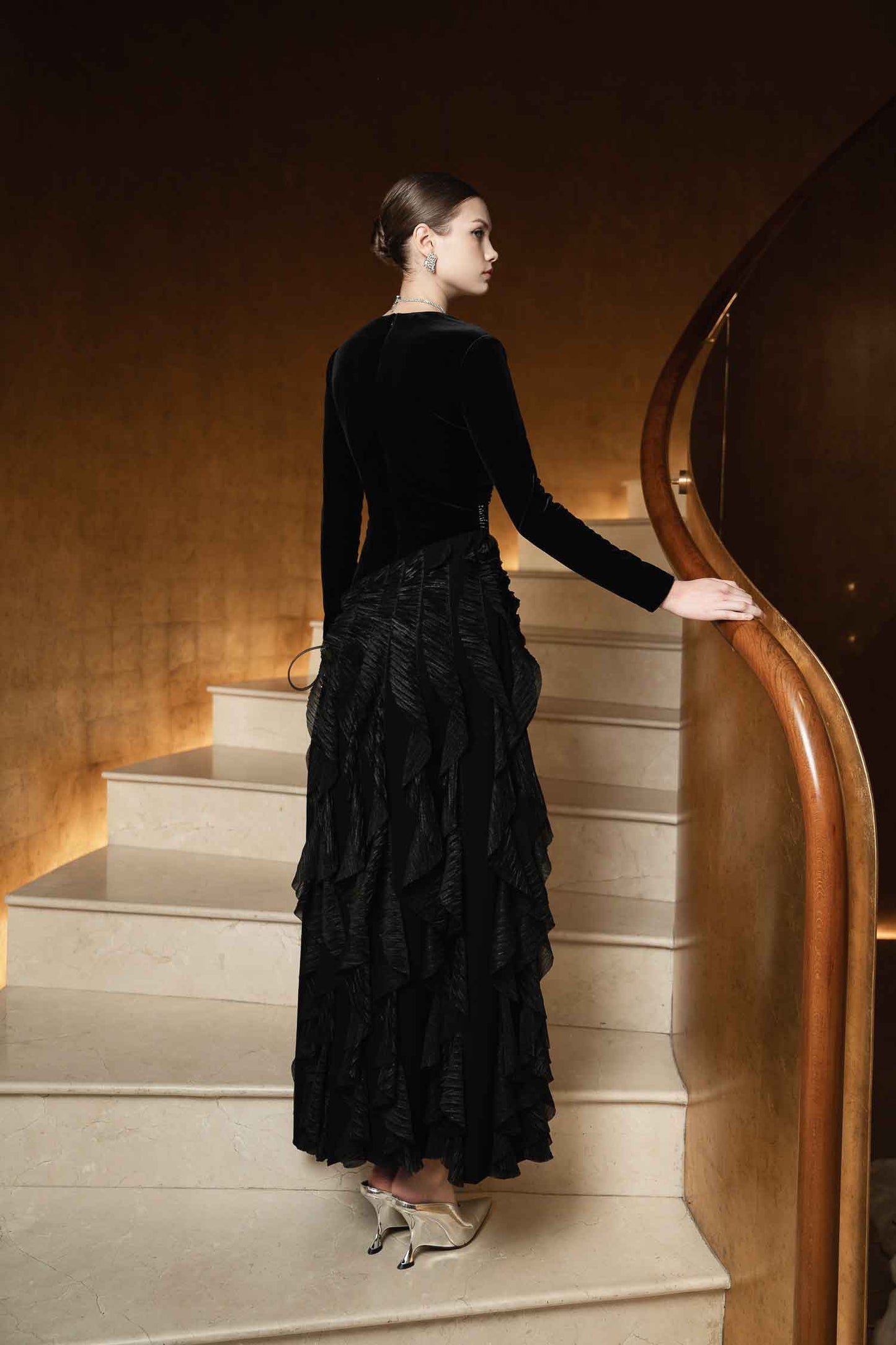 Black Velvet Evening Gown