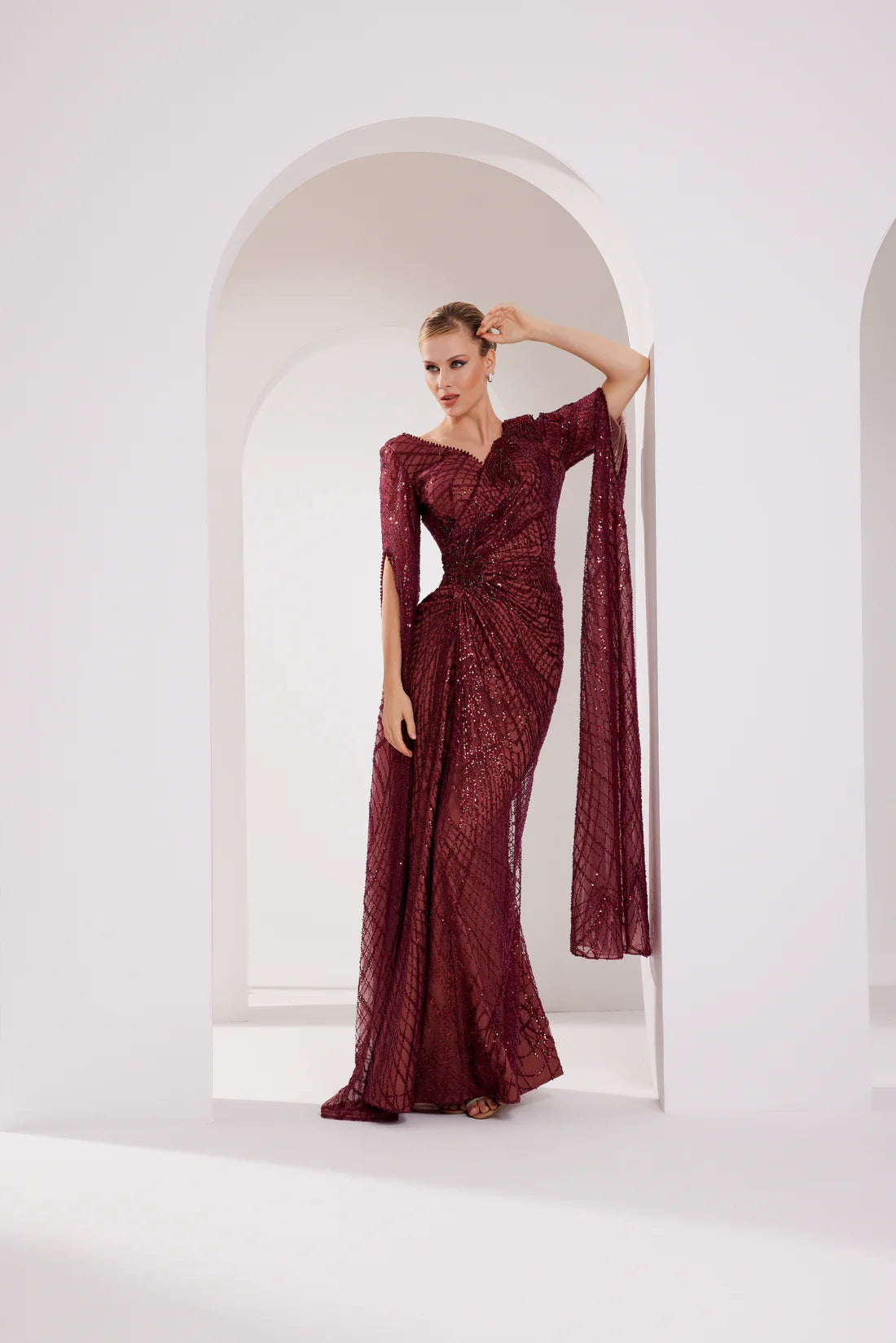 Long Tail Sleeves Gown