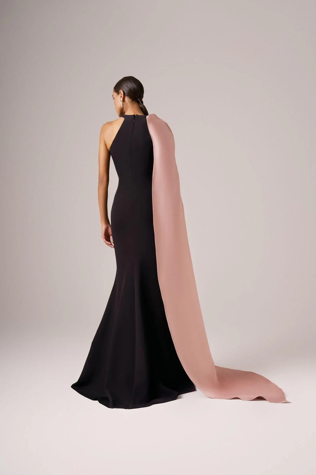 Enchanting Black Draped Gown