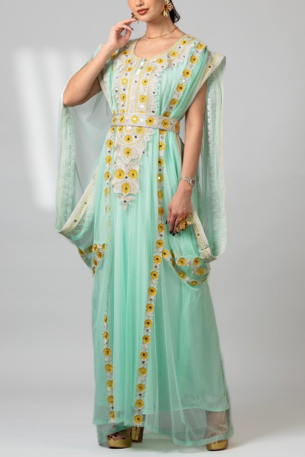 Traditional Kaftan with Floral Embroidery