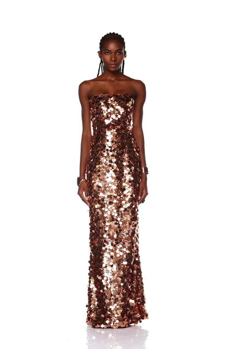 Farah Strapless Gold Gown