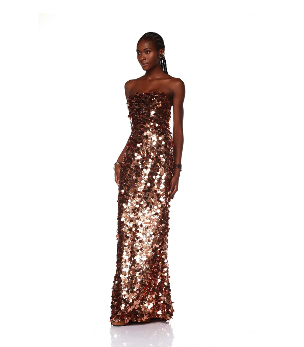 Farah Strapless Gold Gown