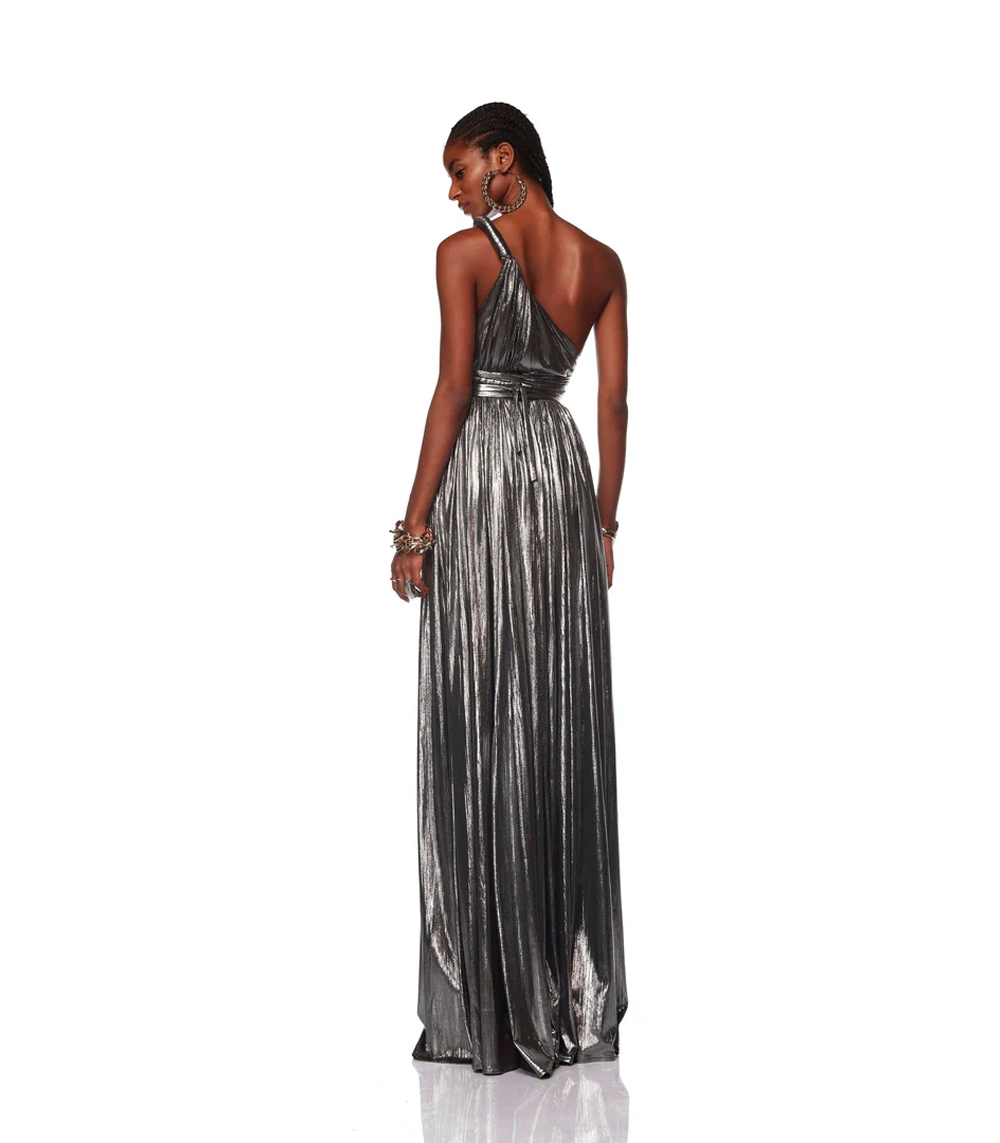 Goddess One Shoulder Silver Gown