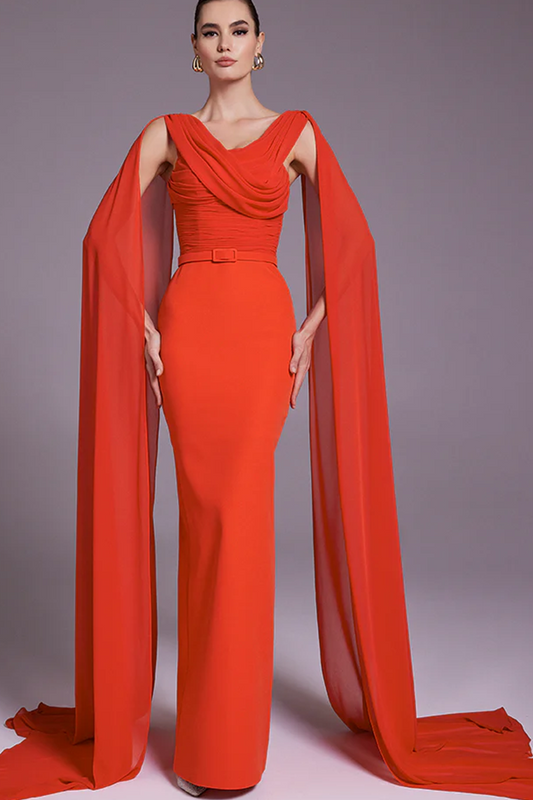 SCOOP NECK TWO TAILS GOWN