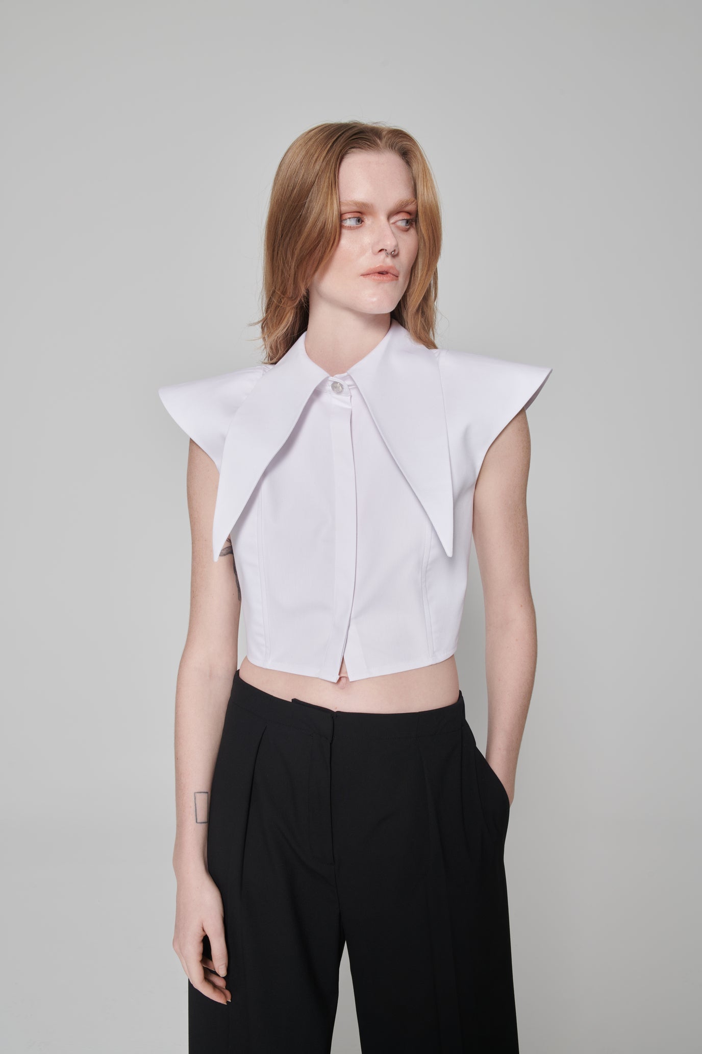 White Long Collar Shirt