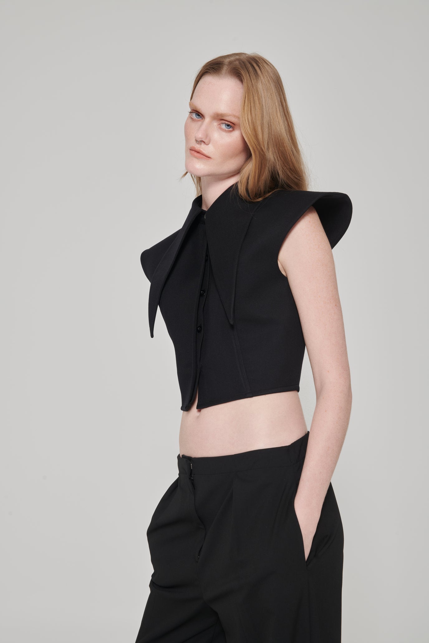 Black Long Collar Shirt