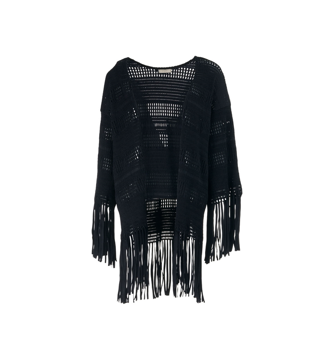 Knitted Kimono With Fringe