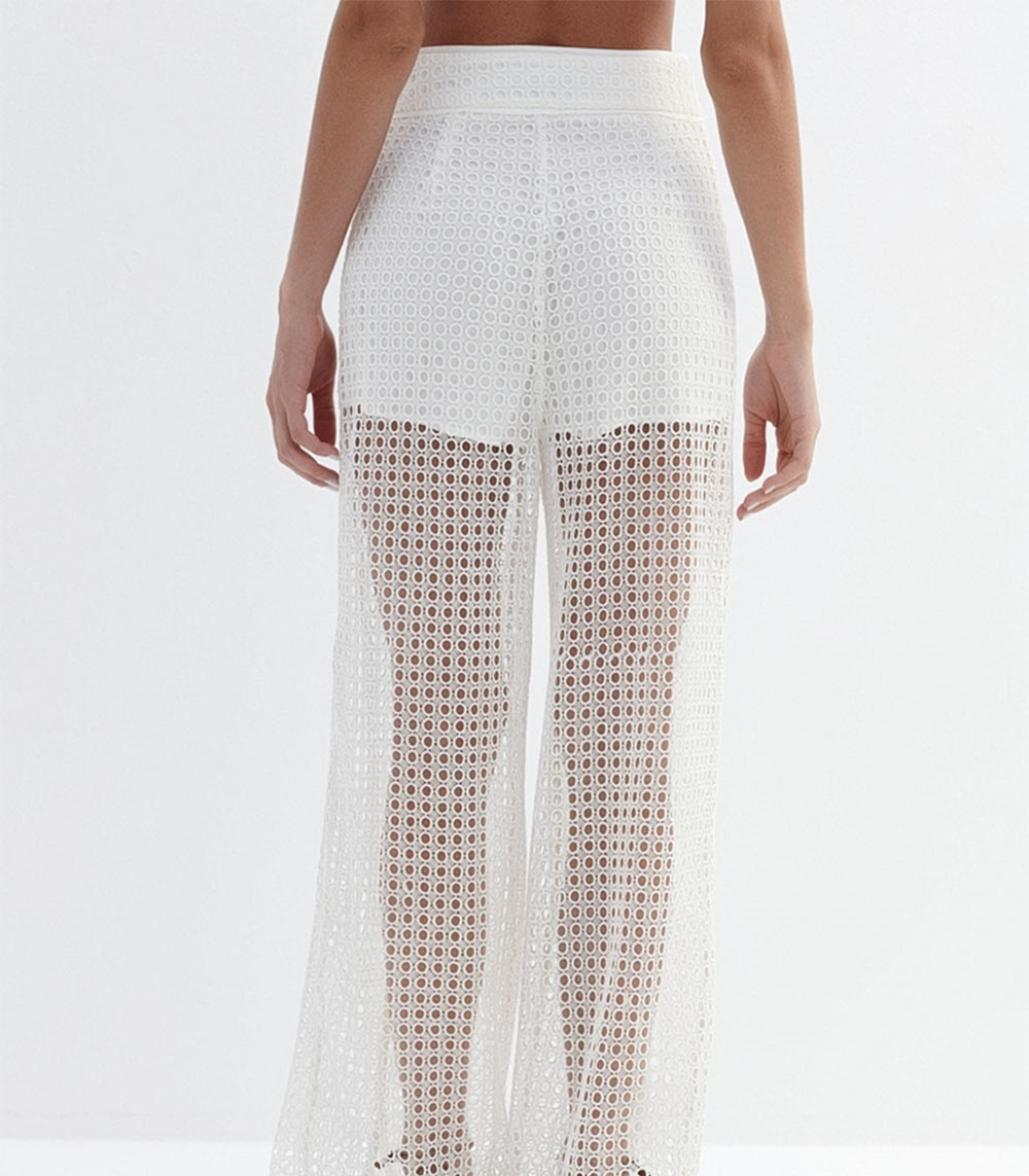 Embroidered Trousers With Transparency