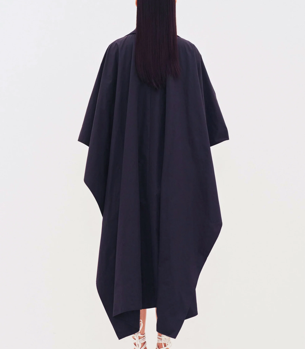 Gathered Waist Cape Back Taffeta Shirt