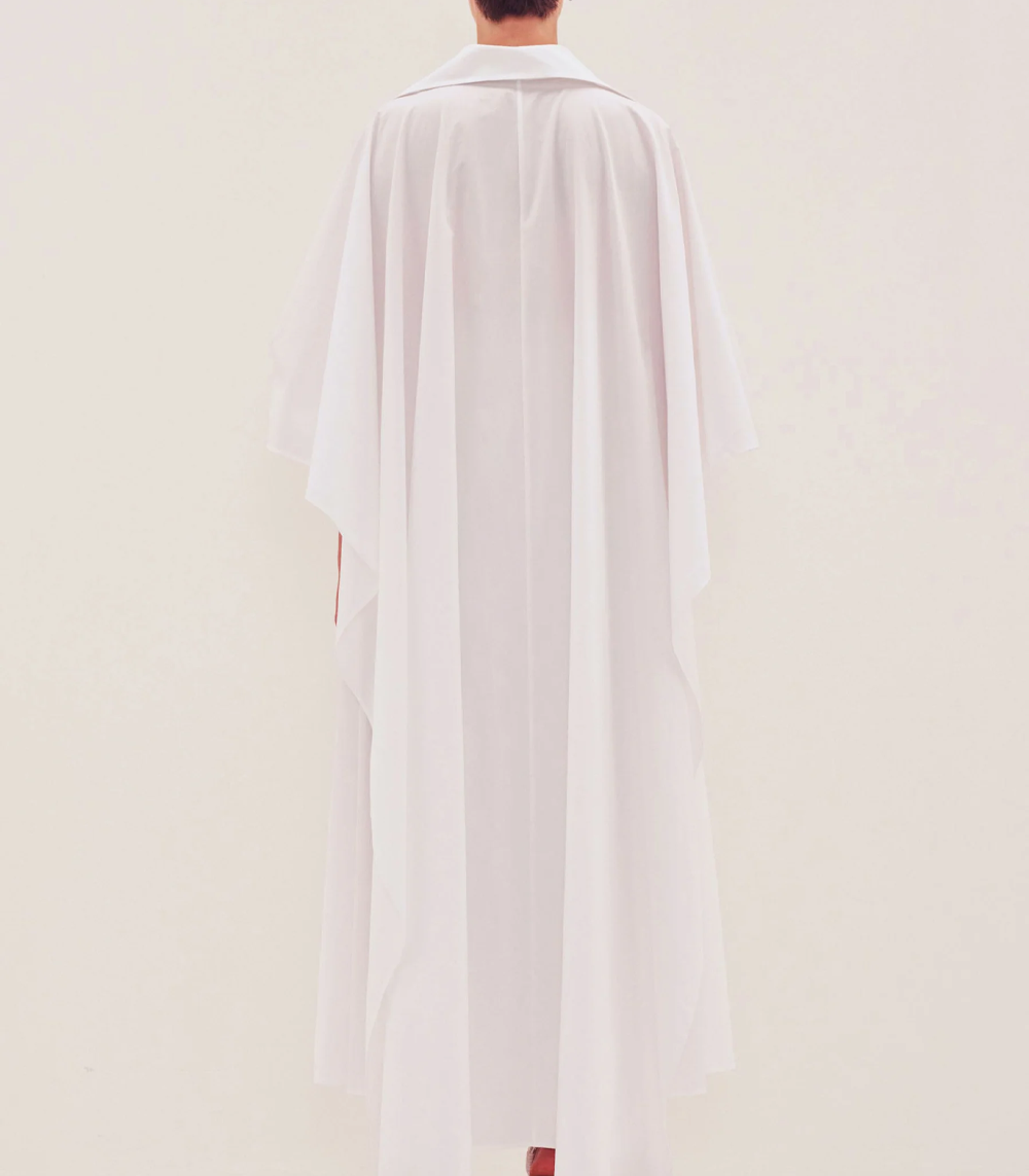 Gathered Waist Cape Back Cotton Dress