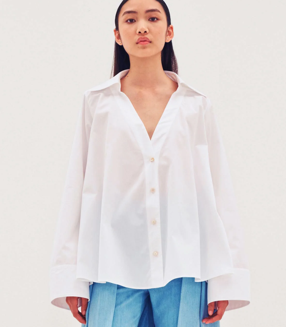 A-Line Open Neck Cotton Shirt