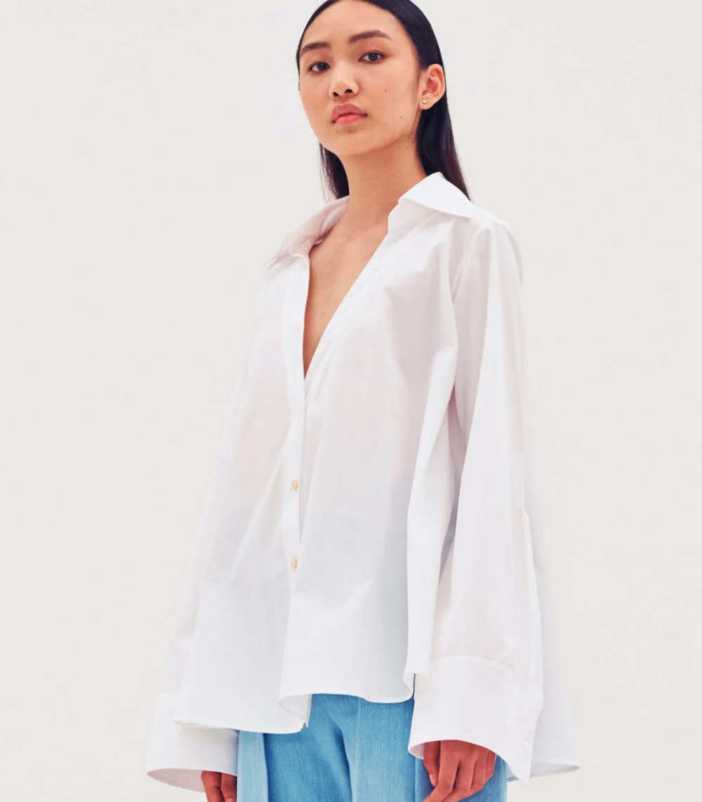 A-Line Open Neck Cotton Shirt