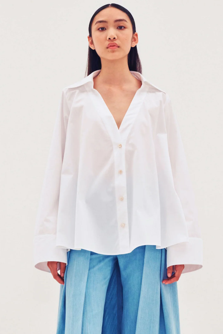 A-Line Open Neck Cotton Shirt