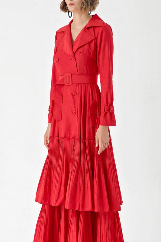 Pleat detailed trench dress